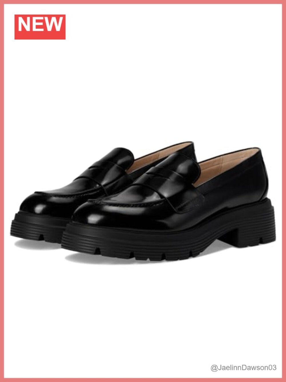 Stuart Weitzman Hudson Lite Loafer Leather Penny Loafer Slip-On Lug Sole